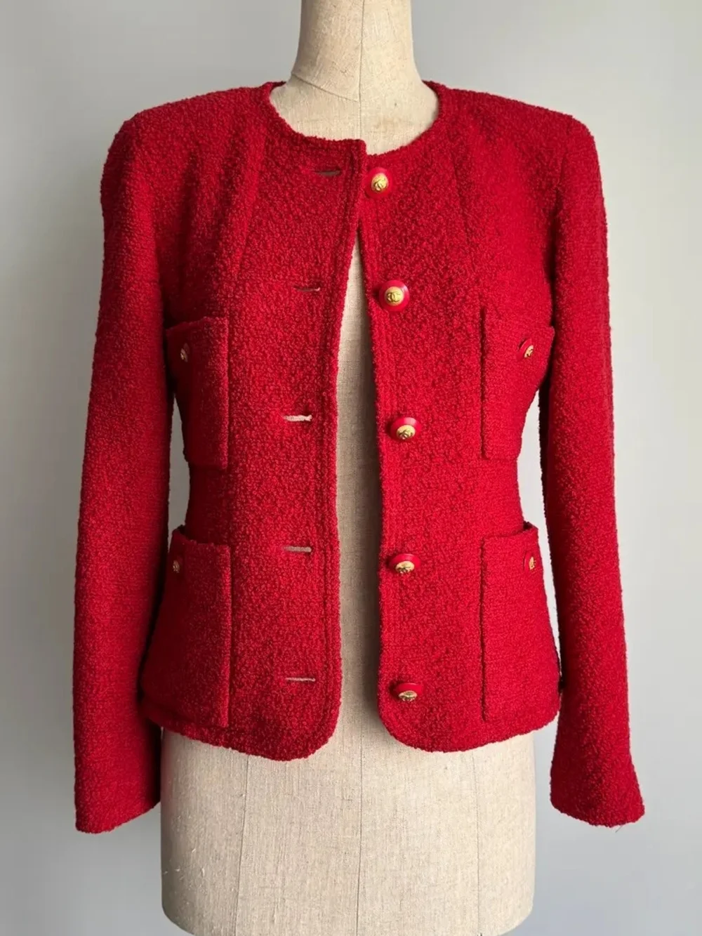 1993 -  Chanel by Karl Lagerfeld - Red Tweed Jacket - 4